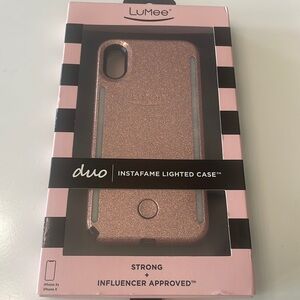 Used pink glitter LuMee case for iPhone X/Xs